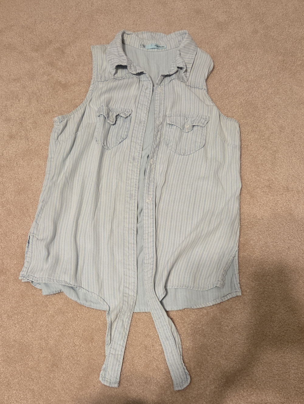 Maurices Light Blue & White Striped Button Top